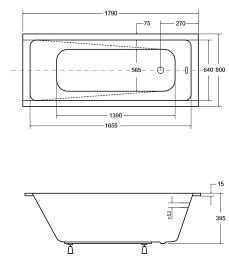 Wanna prostokątna do zabudowy 180 cm Modern Slim Besco