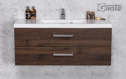 Szafka łazienkowa wisząca z umywalką 100 cm 39/2 Fokus kolor orzech