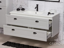 Szafka łazienkowa szara wisząca z umywalką 120/45 Grend