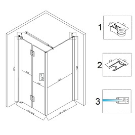 Kabina prysznicowa drzwi składane pojedyncze kwadratowa 80x80 KZ1180A