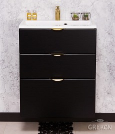 Czarna szafka łazienkowa z umywalką 60/3 cm Victa