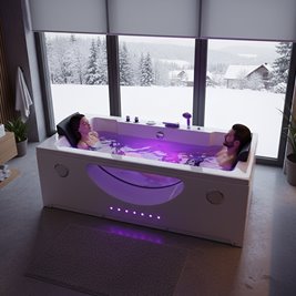 Wanna z hydromasażem prostokątna podgrzewacz wody Levante 659 180x90 cm