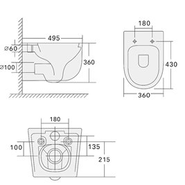Zestaw podtynkowy stelaż GEBERIT DUOFIX + miska LAKE-WH-TR-01 + przycisk DELTA 50 chrom