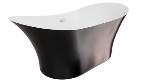 Czarno-biała wanna wolnostojąca 170 cm korek klik-klak chrom Amber Besco #WAS-170BABB