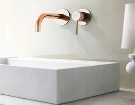 Bateria umywalkowa w kolorze miedzianym Lungo Gold Rose Rea
