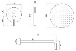 Czarny zestaw natryskowy podtynkowy Lungo Black Rea
