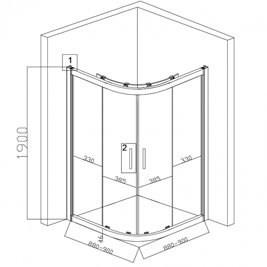 Czarna kabina prysznicowa półokrągła 90x90 drzwi rozsuwane BS01B