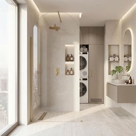Złota ścianka walk-in widok frontowy