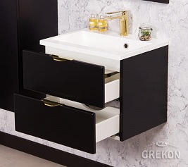 Czarna szafka łazienkowa z umywalką 50 cm Victa