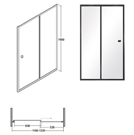 Czarne drzwi prysznicowe przesuwne 120 cm Duo Slide Black Besco