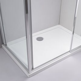 Chromowana prostokątna kabina prysznicowa Kira 100x90 drzwi rozsuwane do wewnątrz