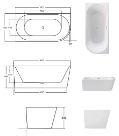 Wanna przyścienna narożna lewa korek klik-klak chrom 150 cm Zoya Besco