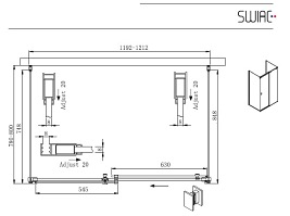 Kabina prostokątna trójścienna 120X80 Kassari Prawa