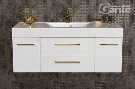 Szafka wisząca biały mat z umywalką 120 cm Nela Belli Gold Gante