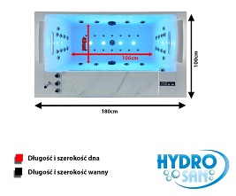 Wanna z hydromasażem 180x100 Montana 925W Hydrosan