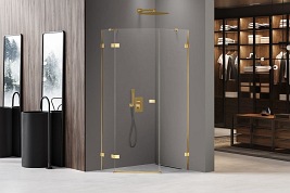 Zlota kabina pięciokątna 100x80 EXK-3849 Avexa New Trendy Gold Shine