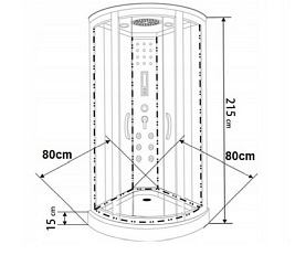Kabina prysznicowa z hydromasażem niski brodzik 80x80 Sara