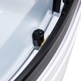 Kabina prysznicowa półokrągła zabudowana na wysokim brodziku 90x90 Nina