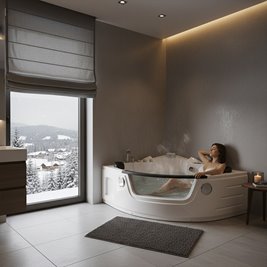 Wanna z hydromasażem narożna podgrzewacz wody Orino 632C 135x135