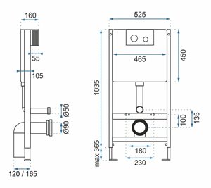 Zestaw podtynkowy kompletny stelaż + miska YUZU-WH-GL-TR-03 + przycisk ST+H GOLD