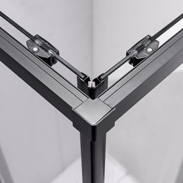 Czarna kabina prysznicowa kwadratowa Super Slim Nova 90x90 drzwi rozsuwane