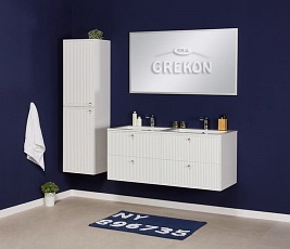 Szafka łazienkowa wisząca z podwójną umywalką biały mat 120 cm Argento Gante