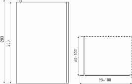 Ścianka prysznicowa czarny profil 100 cm Line Gr Kerra