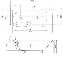 Wanno-Kabina z parawanem 160 cm Lewa Inspiro Besco