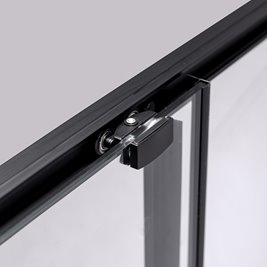 Czarna kabina prysznicowa kwadratowa Super Slim Nova 90x90 drzwi rozsuwane