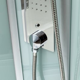 Kabina prysznicowa półokrągła zabudowana profil stal szczotkowana 90x90 Puerto zdjęcie 19