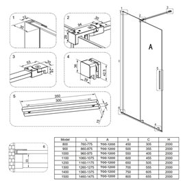 Ścianka prysznicowa rozsuwana szkło 8 mm szerokość 130 cm ASTRA-CH-A-130