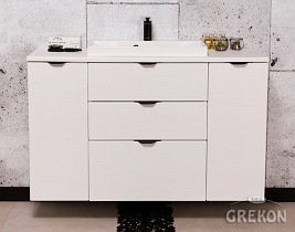 Biała szafka łazienkowa z umywalką 120/3 cm Liv Victa