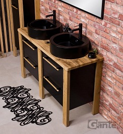 Szafka łazienkowa stojąca 130 cm z dwiema czarnymi umywalkami Cortez Gante