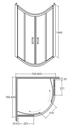 Czarna kabina prysznicowa półokrągła 80x80 Modern Black Besco