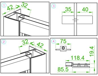 Czarna kabina prysznicowa pięciokątna 90x90 drzwi uchylne BS07B