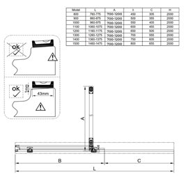 Ścianka prysznicowa rozsuwana szkło 8 mm szerokość 130 cm ASTRA-CH-A-130