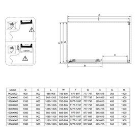 Czarna prostokątna kabina prysznicowa Super Slim Nova 100x90 drzwi rozsuwane