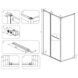 Czarna prostokątna kabina prysznicowa Kira 100x80 drzwi rozsuwane do wewnątrz