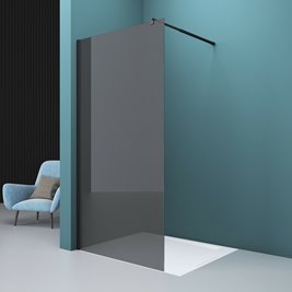 Ścianka prysznicowa 110 cm okucia czarne szkło grafitowe 8mm Swiss Liniger