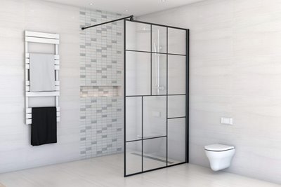 Ścianka prysznicowa 100 cm czarna kratka BK251T10A7 Nero powłoka Clean Glass
