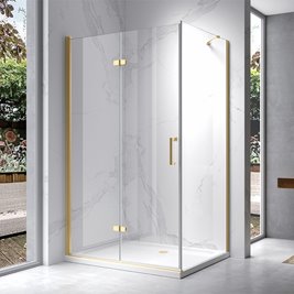 Złota kabina prysznicowa prostokątna drzwi pojedyncze składane 120x90 ZES-KZ20F-GL-120X90