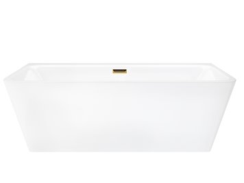 Wanna akrylowa, przyścienna wolnostojąca Iseo Corsan 160 cm korek klik-klak złoty