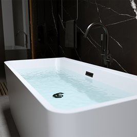 Wanna wolnostojąca czarny przelew oraz korek przyścienna 160 cm Sofia Hydrosan