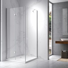 Chromowana kabina prysznicowa prostokątna drzwi pojedyncze składane 100x90 ZES-KZ20D-100X90