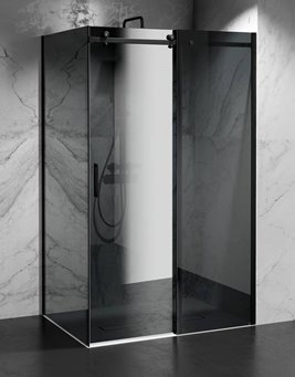 Kabina prysznicowa narożna 140x90 cm szkło 8mm grafitowe profile czarny mat Swiss Liniger