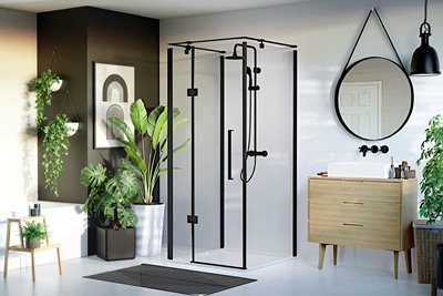 Kabina prysznicowa przyścienna kolor czarny 120x100 cm lewa Creative BKP248T10/12XKL Sea-Horse Clean Glass