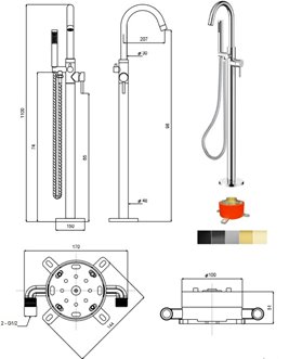 Bateria wannowa wolnostojąca czarny matt Veo I Easy Box Besco BW-VI-CZ