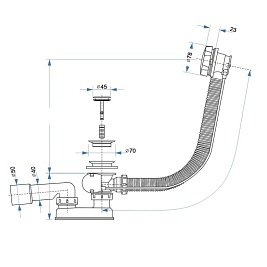 Syfon wannowy automatyczny z przelewem czarny S-0020