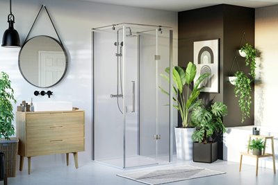 Kabina prysznicowa przyścienna kolor chrom 90x120 cm prawa Creative BKP248T12/09XP Sea-Horse Clean Glass