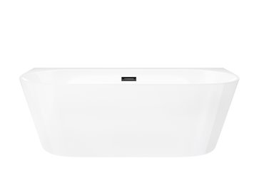 Wanna akrylowa, przyścienna wolnostojąca szeroka krawędź Mono Corsan 150 cm korek klik-klak grafit